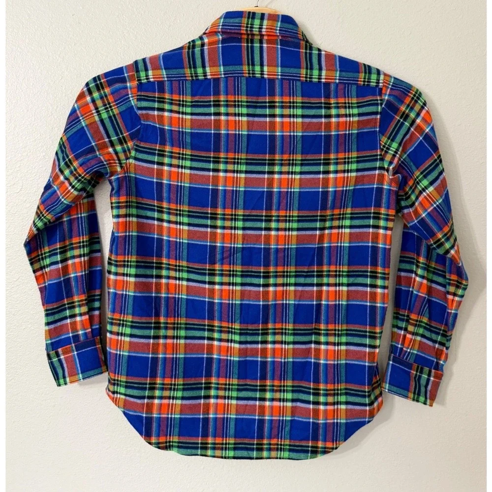 Polo Ralph Lauren Men's Flannel Shirt Plaid Blue Orange Green Size‎ Medium